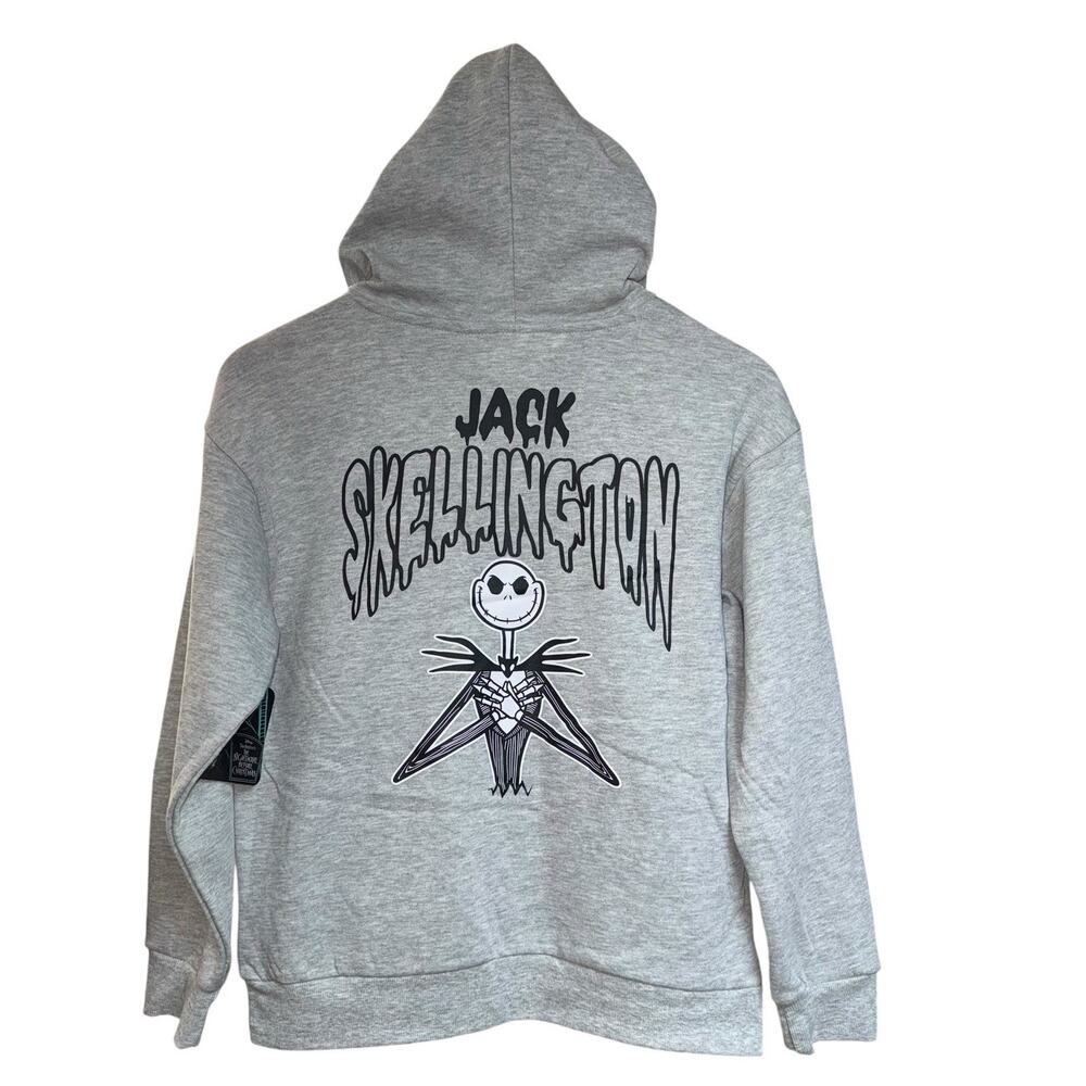Disney Nightmare Before Christmas Kid Hoodie Grey Jack Skellington SZ/10-12 - Picture 3 of 8